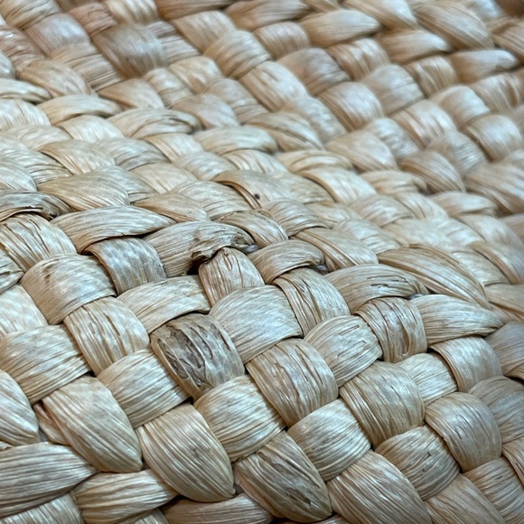 VINTAGE Ralph Lauren pastel plaid linen lined basket straw raffia tote bag - Picture 9 of 9